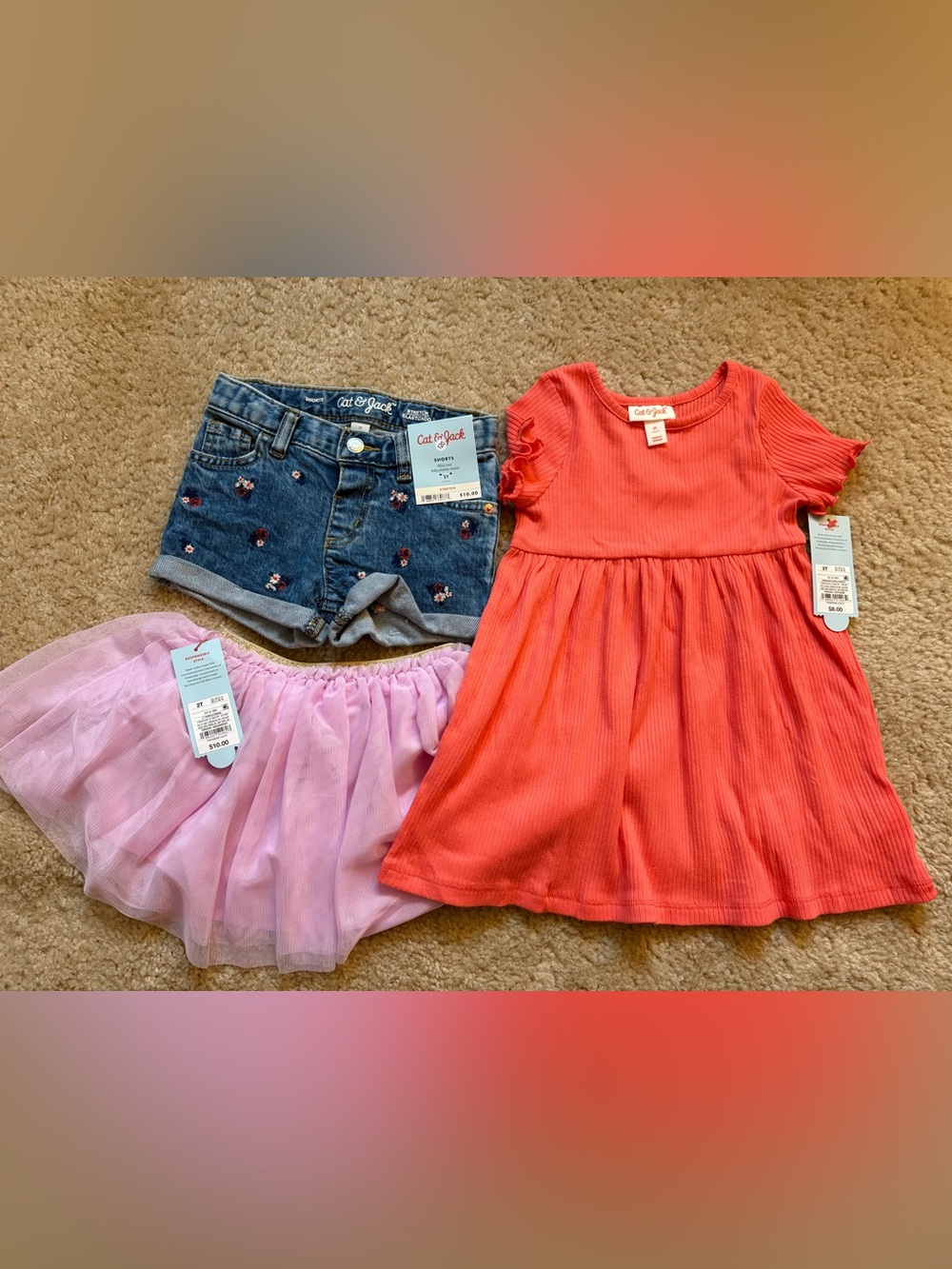 Cat & Jack Girls' Outfit Bundle *New* Size 2T (2 Bottoms & 1 Dress)
